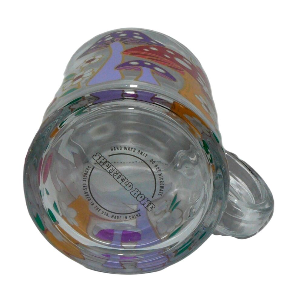 Whimsical Mushroom Clear Glass Mug Cup MCM Retro Nostalgia Sheffield Home - Picture 5 of 5